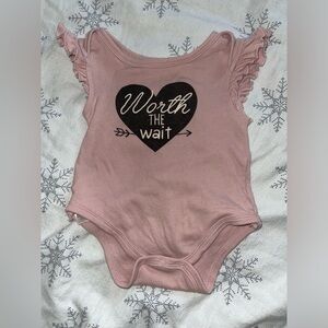 Baby Girl Rene Rofe 6-9 Month Pink Worth The Wait In A Heart Bodysuit